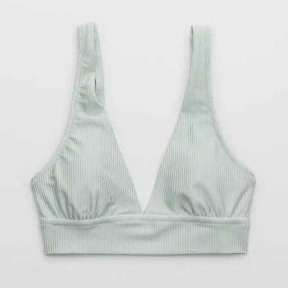 aerie Other - NWOT Aerie Ribbed Shine Plunge Longline Triangle Bikini Top